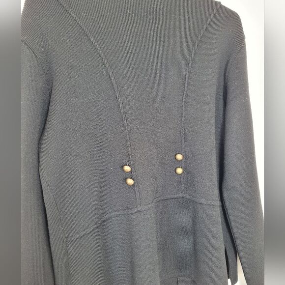 Carine Paris 100% Wool Sweater Black Military Gothic Victorian Size 3 Medium - Picture 10 of 13